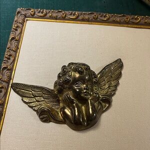 Vintage Brass Angel or Cherub Wall Decor